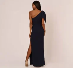 Adrianna Papell Wedding Guest Dresses|Ap Exclusives*One Shoulder Crepe Gown With Bow Accent In