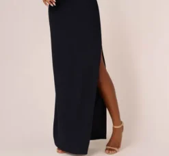 Adrianna Papell Wedding Guest Dresses|Ap Exclusives*One Shoulder Crepe Gown With Bow Accent In