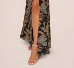 Adrianna Papell Wedding Guest Dresses|Formal Dresses*One Shoulder Jacquard Dress In Blue Gold