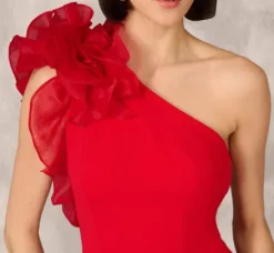 Adrianna Papell Wedding Guest Dresses|Formal Dresses*One Shoulder Mermaid Dress With Organza Sleeve In