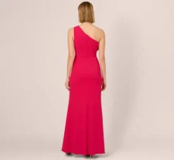 Adrianna Papell Wedding Guest Dresses|Formal Dresses*One Shoulder Mermaid Gown With Ruffled Neckline In Pink Cherry