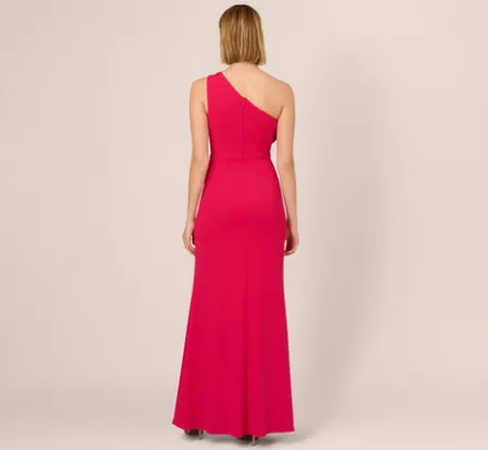 Adrianna Papell Wedding Guest Dresses|Formal Dresses*One Shoulder Mermaid Gown With Ruffled Neckline In Pink Cherry