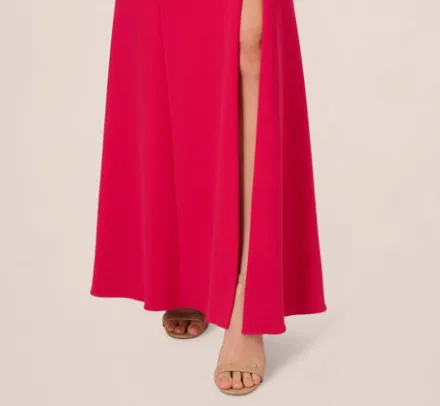 Adrianna Papell Wedding Guest Dresses|Formal Dresses*One Shoulder Mermaid Gown With Ruffled Neckline In Pink Cherry