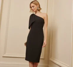 Adrianna Papell Wedding Guest Dresses|Ap Exclusives*One Shoulder Midi Dress With Bow Accent In