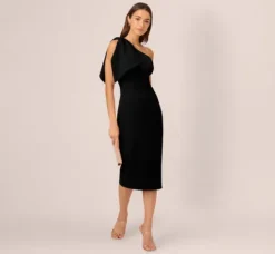 Adrianna Papell Wedding Guest Dresses|Ap Exclusives*One Shoulder Midi Dress With Bow Accent In