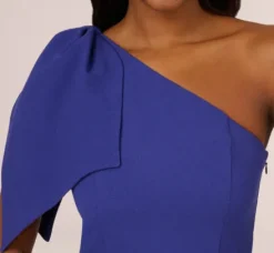 Adrianna Papell Wedding Guest Dresses|Ap Exclusives*One Shoulder Midi Dress With Bow Accent In Disco Indigo