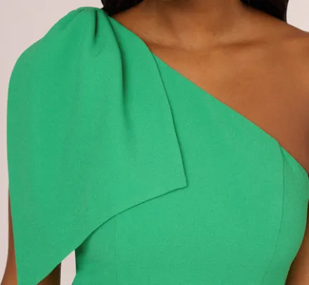 Adrianna Papell Wedding Guest Dresses|Ap Exclusives*One Shoulder Midi Dress With Bow Accent In Summer Green