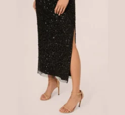 Adrianna Papell Wedding Guest Dresses|Ap Exclusives*One Shoulder Sequin Beaded Ankle Length Dress In