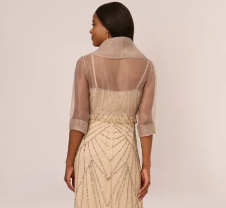 Adrianna Papell Shawls & Wraps*Organza Wrap Jacket With Short Sleeves In