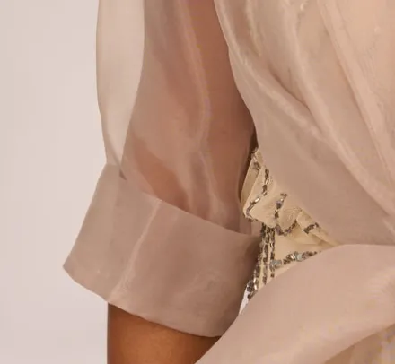 Adrianna Papell Shawls & Wraps*Organza Wrap Jacket With Short Sleeves In