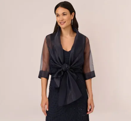 Adrianna Papell Shawls & Wraps*Organza Wrap Jacket With Short Sleeves In