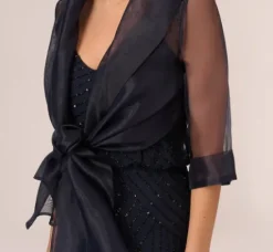 Adrianna Papell Shawls & Wraps*Organza Wrap Jacket With Short Sleeves In