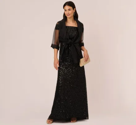 Adrianna Papell Shawls & Wraps*Organza Wrap Jacket With Short Sleeves In