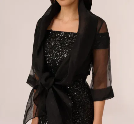 Adrianna Papell Shawls & Wraps*Organza Wrap Jacket With Short Sleeves In