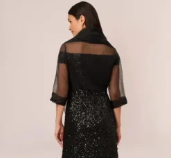 Adrianna Papell Shawls & Wraps*Organza Wrap Jacket With Short Sleeves In