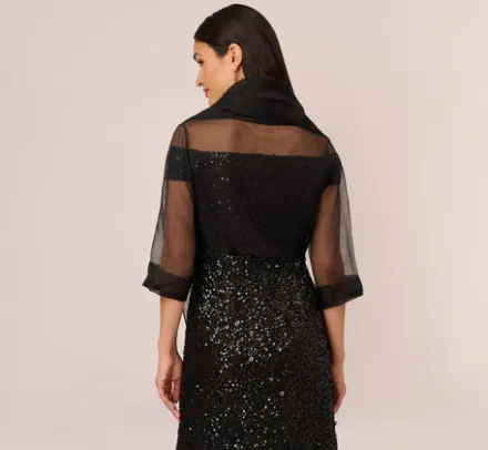 Adrianna Papell Shawls & Wraps*Organza Wrap Jacket With Short Sleeves In