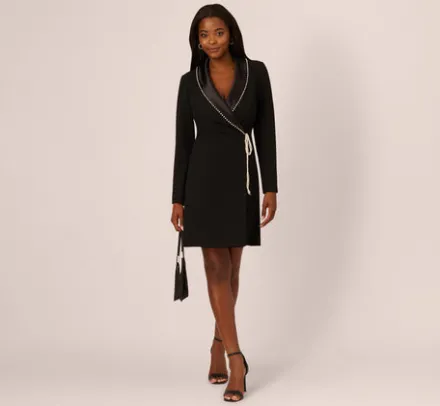 Adrianna Papell Wedding Guest Dresses|Ap Exclusives*Pearl Wrap Blazer Short Dress In
