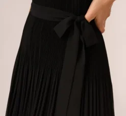 Adrianna Papell Wedding Guest Dresses|Ap Exclusives*Pleated Sleeveless Chiffon Dress With Tie Waist In