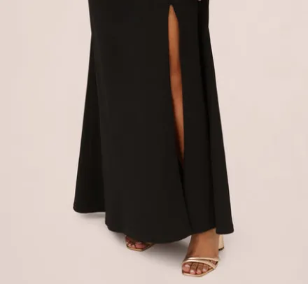 Adrianna Papell Wedding Guest Dresses|Formal Dresses*Plus Size Beaded Crepe Long Dress In