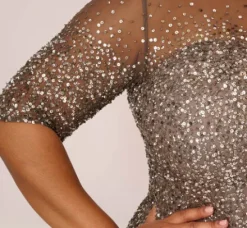 Adrianna Papell Wedding Guest Dresses|Formal Dresses*Plus Size Beaded Illusion Gown In