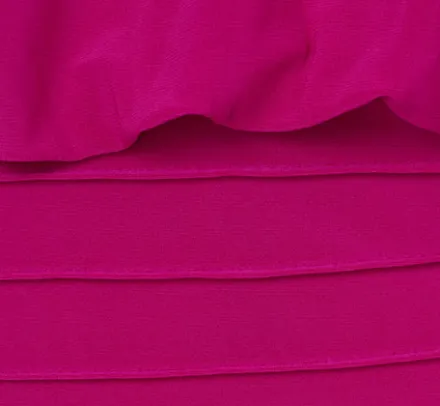 Adrianna Papell Wedding Guest Dresses|Day Dresses*Plus Size Blouson Pintucked Dress With Cold Shoulder Sleeves In Hot Magenta