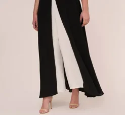 Adrianna Papell Jumpsuits|Day Dresses*Plus Size Colorblock Jumpsuit With Skirt Overlay In Black Ivory