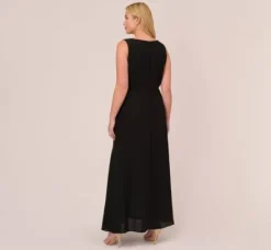 Adrianna Papell Jumpsuits|Day Dresses*Plus Size Colorblock Jumpsuit With Skirt Overlay In Black Ivory