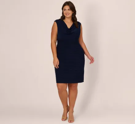 Adrianna Papell Wedding Guest Dresses|Day Dresses*Plus Size Cowl Neck Jersey Dress With Banded Skirt In