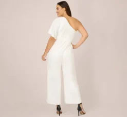 Adrianna Papell Jumpsuits|Formal Dresses*Plus Size Flutter One Shoulder Jumpsuit In