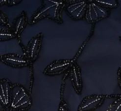 Adrianna Papell Wedding Guest Dresses|Formal Dresses*Plus Size Jasmine Beaded Blouson Gown With Sheer Short Sleeves In Navy Black