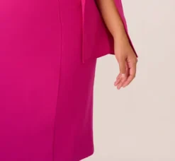 Adrianna Papell Wedding Guest Dresses|Day Dresses*Plus Size Knit Crepe Jewel Short Dress In Berry Rose