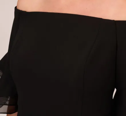 Adrianna Papell Jumpsuits|Formal Dresses*Plus Size Off The Shoulder Crepe Jumpsuit With Organza Sleeves In