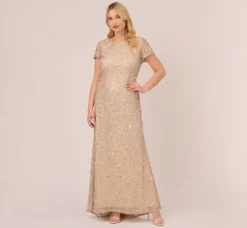 Adrianna Papell Wedding Guest Dresses|Formal Dresses*Plus Size Scoop Back Sequin Gown In
