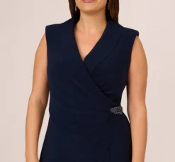 Adrianna Papell Jumpsuits|Day Dresses*Plus Size Sleeveless Jersey Wide Leg Jumpsuit With Shawl Neckline In