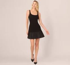 Adrianna Papell Wedding Guest Dresses|Day Dresses*Ponte Taffeta Drop Waist Flounce Dress In