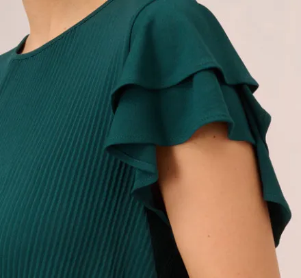 Adrianna Papell Tops & Blouses*Printed Top With Double Ruffle Short Sleeves In