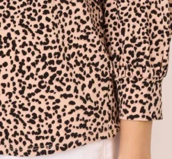 Adrianna Papell Tops & Blouses|Co-Ord Sets*Printed V Neck Top With Cuffed Three Quarter Sleeves In Tan Shadow Leopard