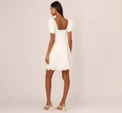 Adrianna Papell Day Dresses|Little White Dresses*Puff Short Sleeve Eyelet Dress With Empire Waist In
