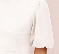 Adrianna Papell Little White Dresses*Puff Short Sleeve Sheath Dress With Ruffle Accent In