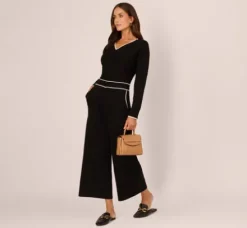 Adrianna Papell Pants & Skirts|Co-Ord Sets*Pull On Sweater Pant With Contrast Tipping In Black Ivory