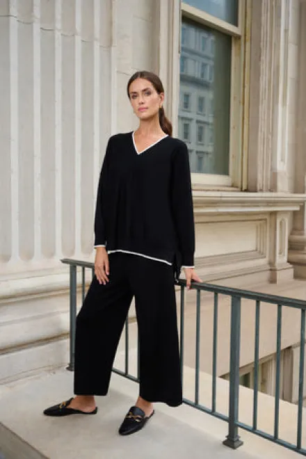 Adrianna Papell Pants & Skirts|Co-Ord Sets*Pull On Sweater Pant With Contrast Tipping In Black Ivory