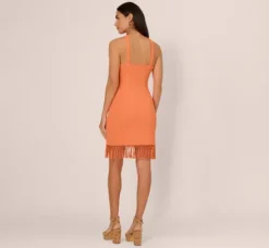 Adrianna Papell Wedding Guest Dresses|Day Dresses*Rib Knit Halter Dress With Fringe Skirt In