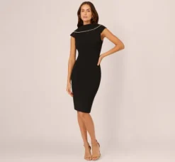 Adrianna Papell Wedding Guest Dresses|Day Dresses*Roll Neck Pearl Midi Dress In