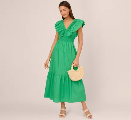 Adrianna Papell Wedding Guest Dresses|Day Dresses*Ruffled Maxi Dress With Shirred Details In
