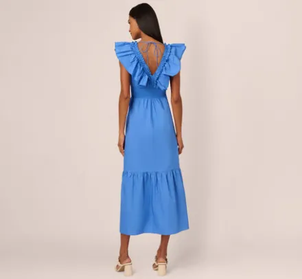 Adrianna Papell Wedding Guest Dresses|Day Dresses*Ruffled Maxi Dress With Shirred Details In Cool Water