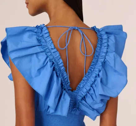 Adrianna Papell Wedding Guest Dresses|Day Dresses*Ruffled Maxi Dress With Shirred Details In Cool Water