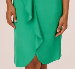Adrianna Papell Wedding Guest Dresses|Day Dresses*Ruffle Popover Midi Dress With Chain Halter Neckline In Flora Green