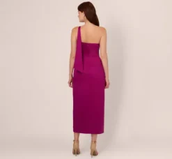Adrianna Papell Wedding Guest Dresses|Formal Dresses*Satin Crepe One Shoulder Gown With Metal Ring Accent In Wild Magenta