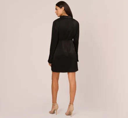 Adrianna Papell Wedding Guest Dresses|Day Dresses*Satin Faux Wrap Dress With Long Sleeves In