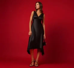 Adrianna Papell Wedding Guest Dresses|Day Dresses*Satin Lace Midi Slip Dress In
